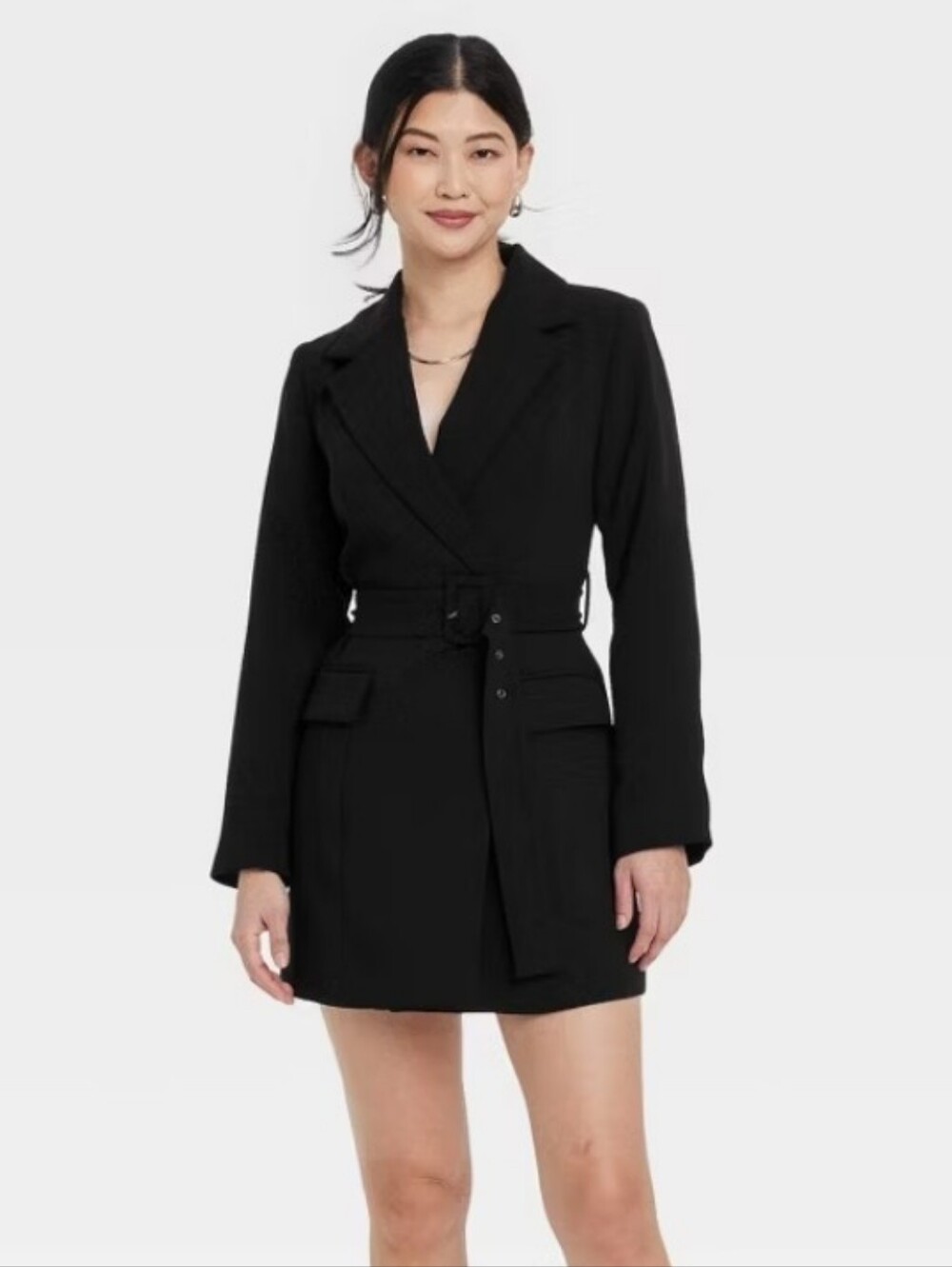 Black Long Sleeve Mini Blazer Dress
